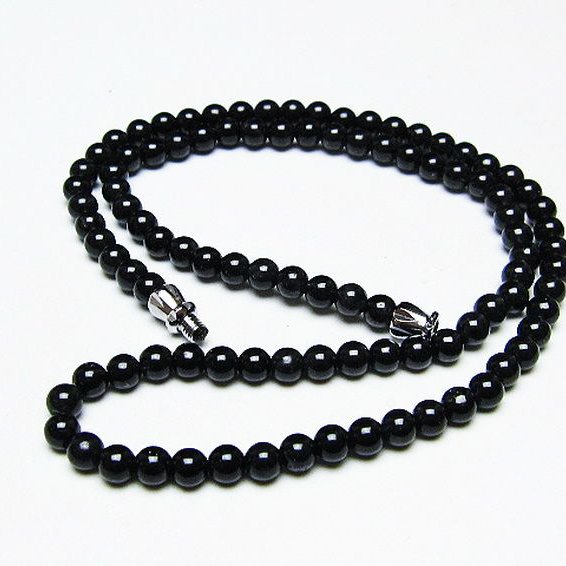 ブラックルチルクォーツ ネックレス 4mm [T354-6085]
