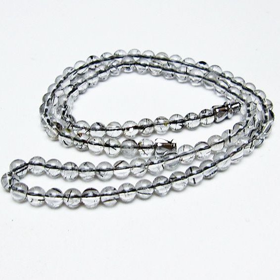 ブラックルチルクォーツ ネックレス 5mm [T354-6122]