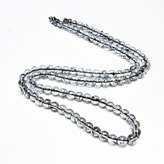 ブラックルチルクォーツ ネックレス 4mm [T354-6132]