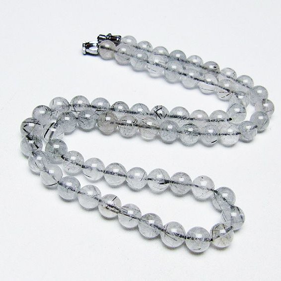 ブラックルチルクォーツ ネックレス 6mm [T354-6190]