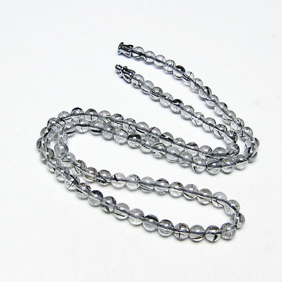 ブラックルチルクォーツ ネックレス 5mm [T354-6220]