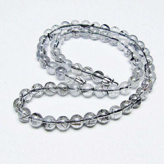 ブラックルチルクォーツ ネックレス 6mm [T354-6251]