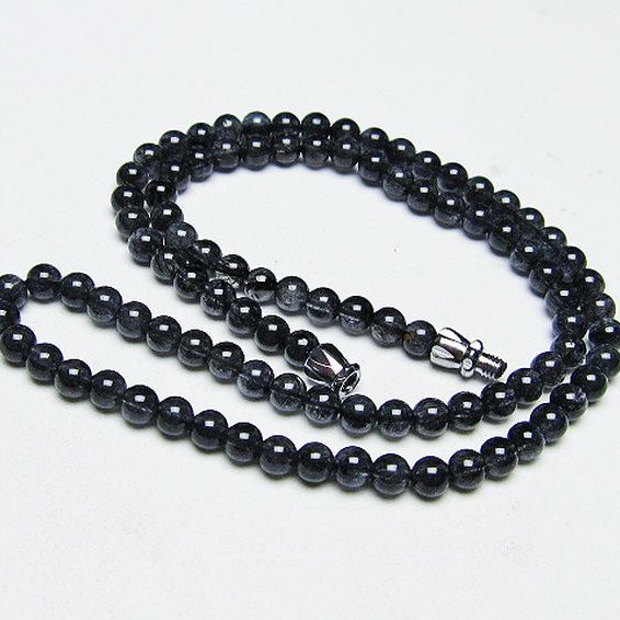 ブラックルチルクォーツ ネックレス 4mm [T354-6277]
