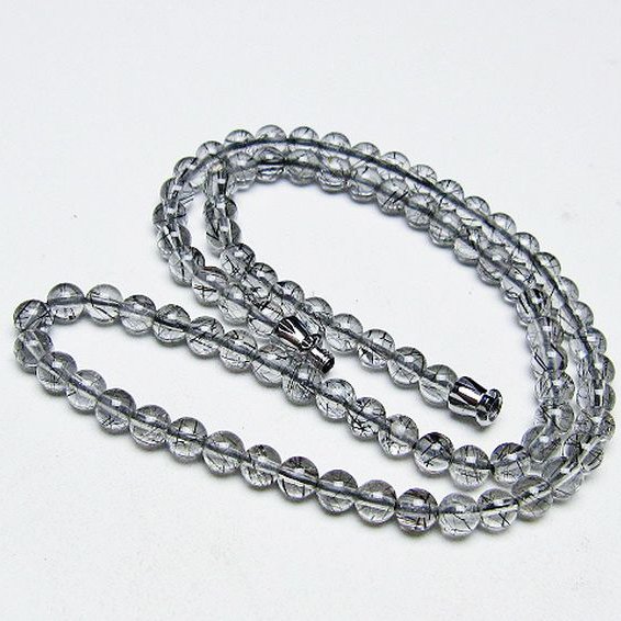 ブラックルチルクォーツ ネックレス 5mm [T354-6296]