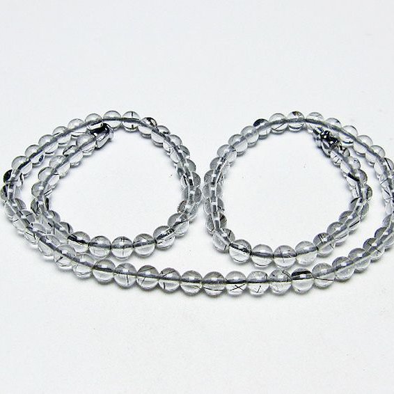 ブラックルチルクォーツ ネックレス 5mm [T354-6298]