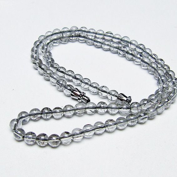 ブラックルチルクォーツ ネックレス 5mm [T354-6305]