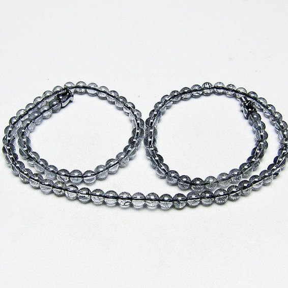 ブラックルチルクォーツ ネックレス 4mm [T354-6315]