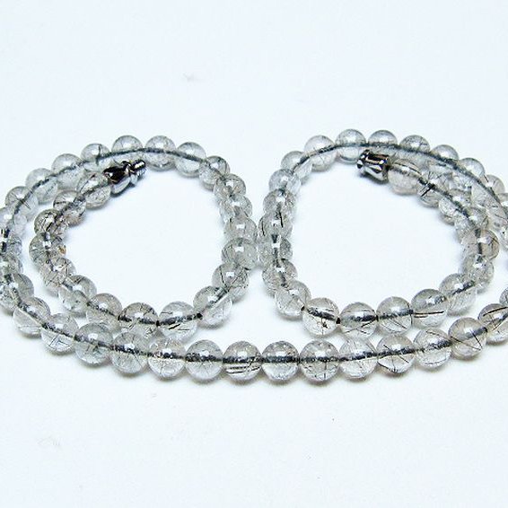 ブラックルチルクォーツ ネックレス 6mm [T354-6340]