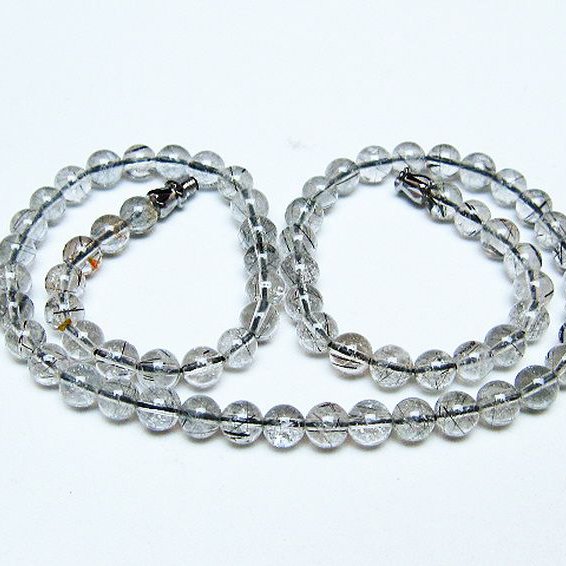 ブラウンルチルネックレス ブラックルチルクォーツ ネックレス 6mm [t354-6345]