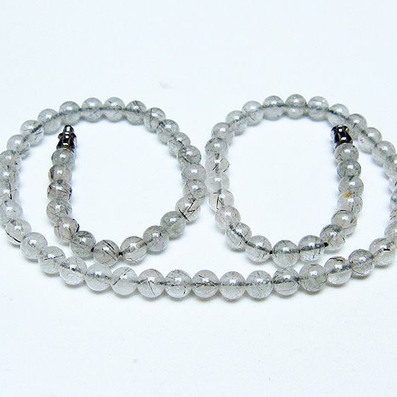 ブラックルチルクォーツ ネックレス 6mm [T354-6349]