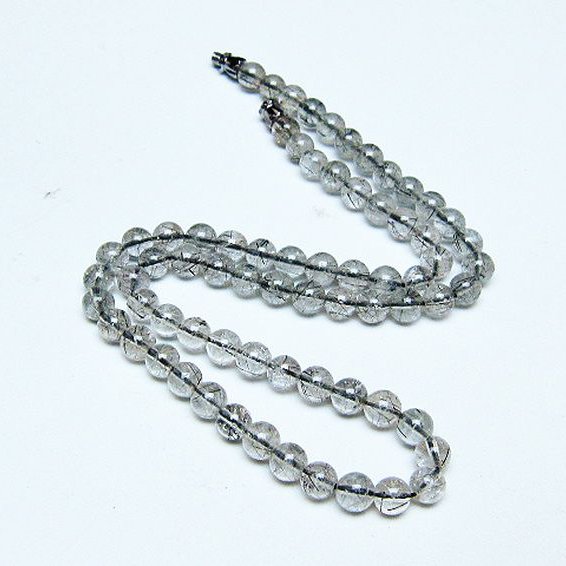 ブラックルチルクォーツ ネックレス 6mm [T354-6358]