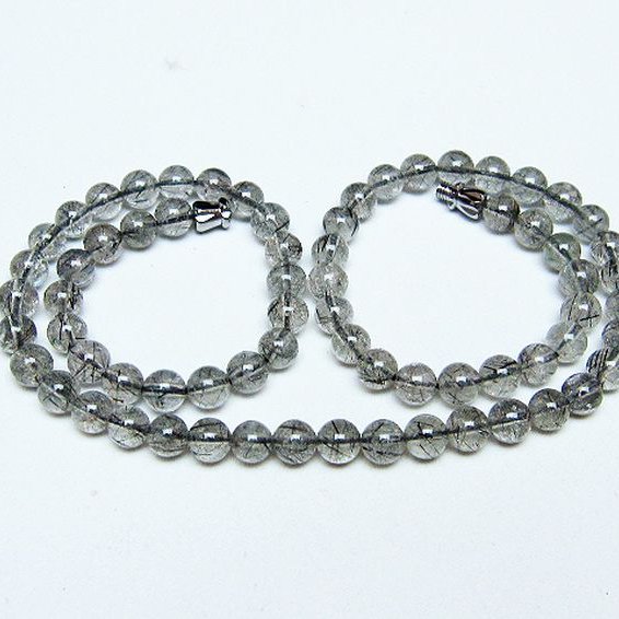 ブラックルチルクォーツ ネックレス 6mm [T354-6394]