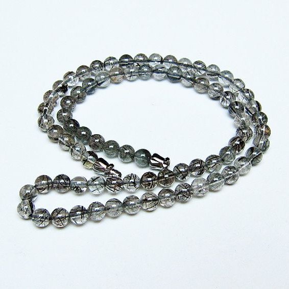 ブラックルチルクォーツ ネックレス 5mm [T354-6401]