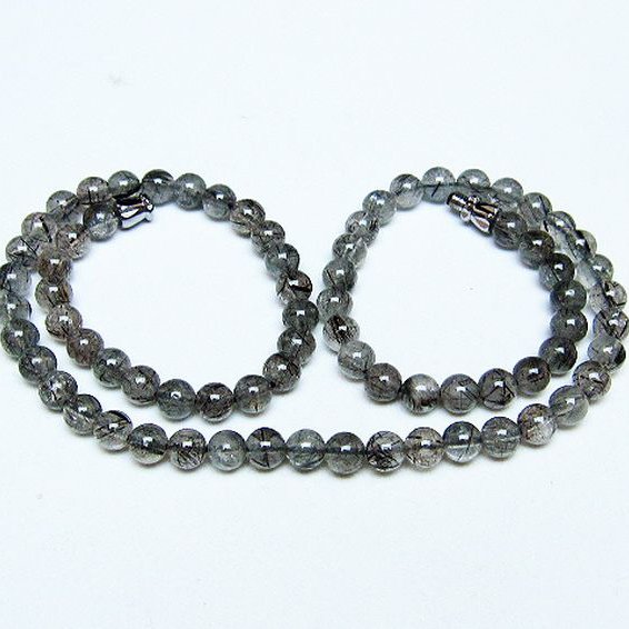 ブラックルチルクォーツ ネックレス 6mm [T354-6404]