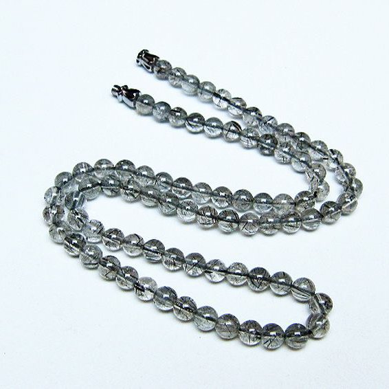 ブラックルチルクォーツ ネックレス 5mm [T354-6436]