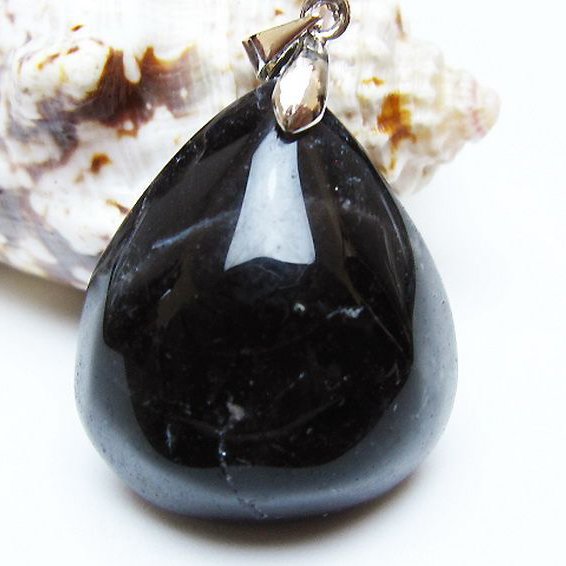 モリオン 純天然 黒水晶 ペンダント [T359-1914]