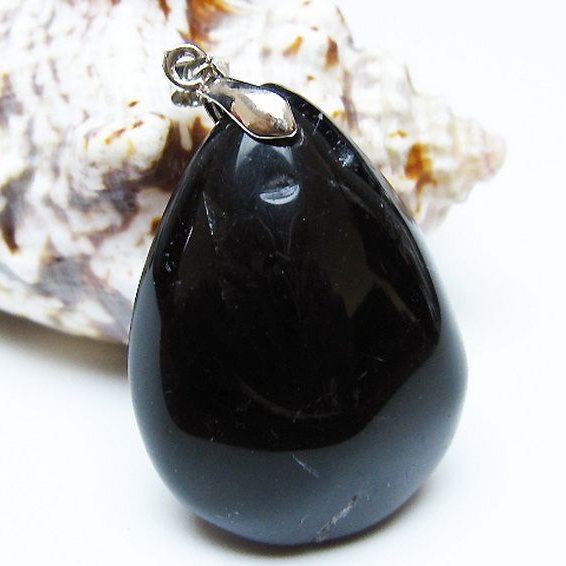 モリオン 純天然 黒水晶 ペンダント [t359-1916]