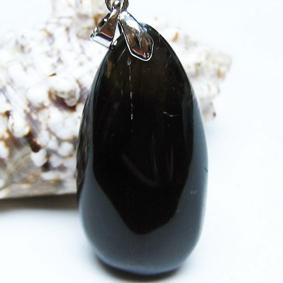 モリオン 純天然 黒水晶 ペンダント [t359-1927]