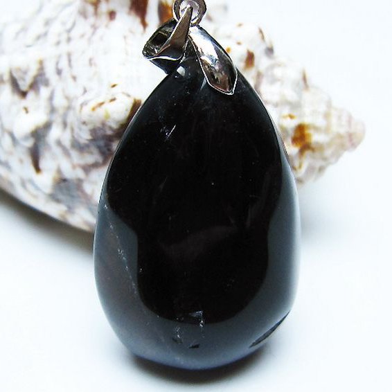 モリオン 純天然 黒水晶 ペンダント [t359-1931]