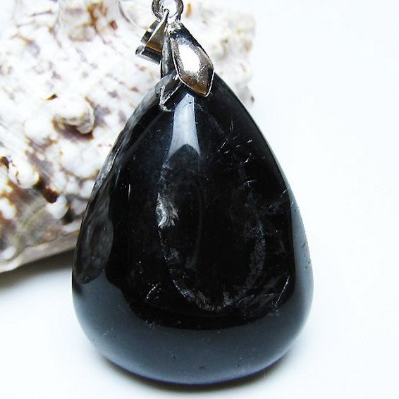 モリオン 純天然 黒水晶 ペンダント [T359-1960]
