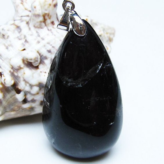 モリオン 純天然 黒水晶 ペンダント [T359-1961]