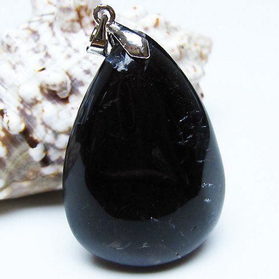 モリオン 純天然 黒水晶 ペンダント [t359-1962]