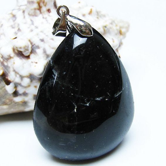 モリオン 純天然 黒水晶 ペンダント [t359-1963]
