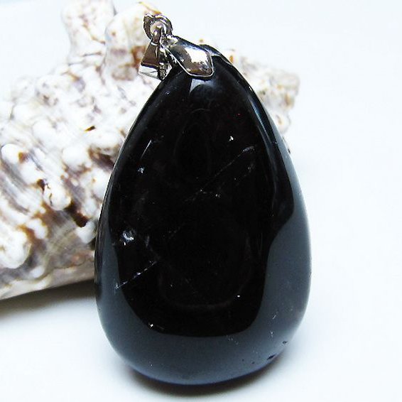 モリオン 純天然 黒水晶 ペンダント [T359-1971]