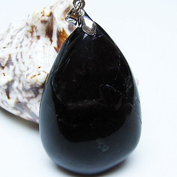 モリオン 純天然 黒水晶 ペンダント [T359-1978]