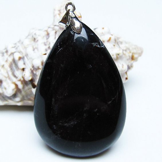 モリオン 純天然 黒水晶 ペンダント [T359-1994]