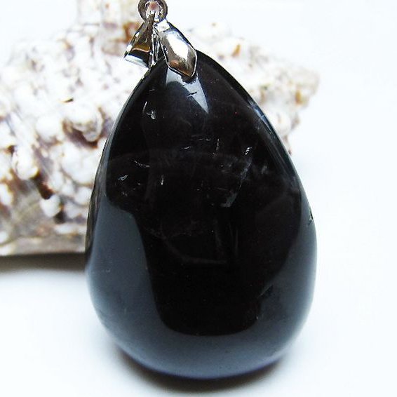 モリオン 純天然 黒水晶 ペンダント [t359-1997]