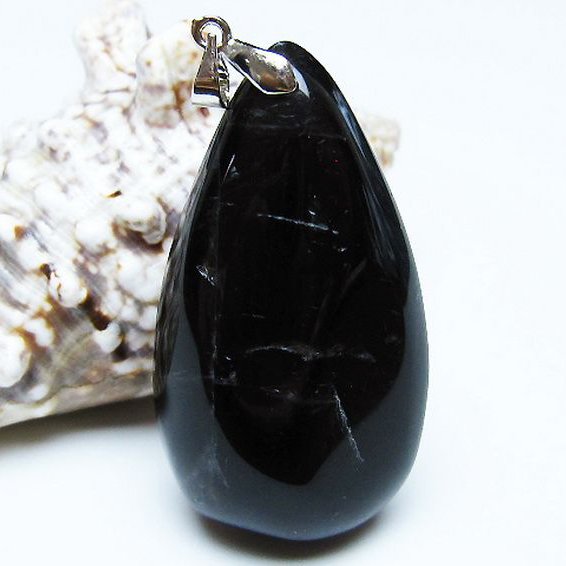 モリオン 純天然 黒水晶 ペンダント [T359-2001]