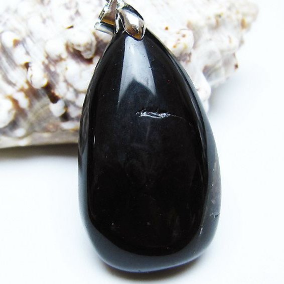 モリオン 純天然 黒水晶 ペンダント [T359-2035]