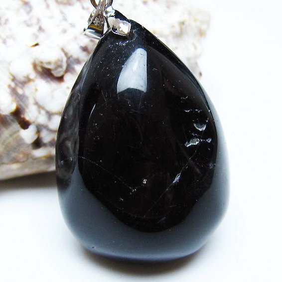 モリオン 純天然 黒水晶 ペンダント [t359-2043]