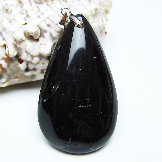 モリオン 純天然 黒水晶 ペンダント [t359-2051]