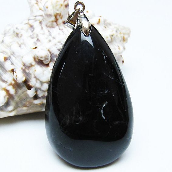 モリオン 純天然 黒水晶 ペンダント [T359-2061]