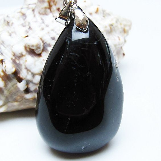 モリオン 純天然 黒水晶 ペンダント [T359-2066]