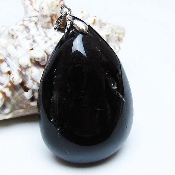 モリオン 純天然 黒水晶 ペンダント [t359-2079]