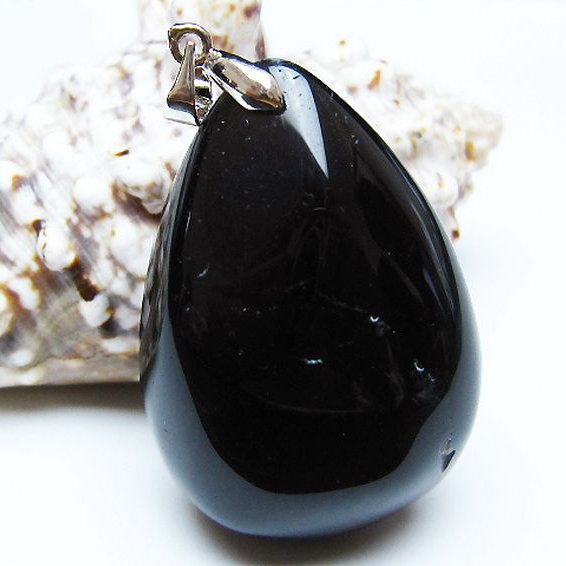 モリオン 純天然 黒水晶 ペンダント [T359-2094]