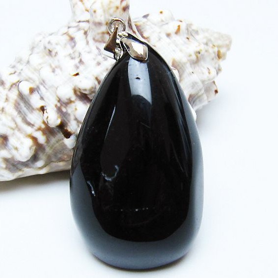 モリオン 純天然 黒水晶 ペンダント [T359-2110]
