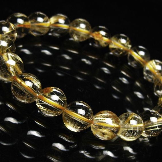 ゴールドタイチンルチル ブレスレット 9mm [T36-5111]