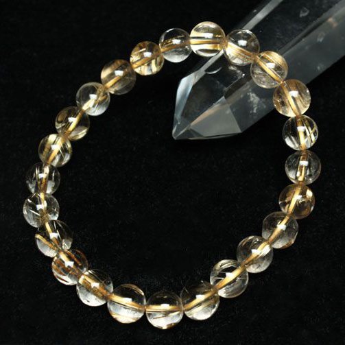 ゴールドタイチンルチル ブレスレット 8mm [T36-5265]