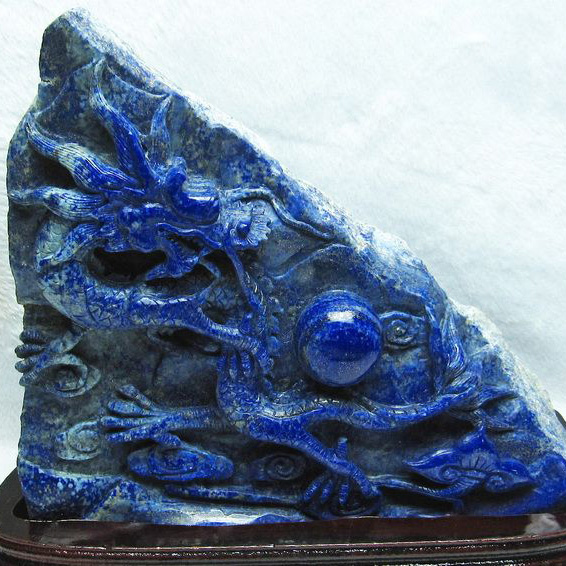 5.3Kg ラピスラズリ 手彫り 龍 置物[T362-353]