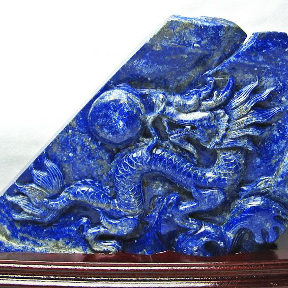 5.9Kg ラピスラズリ 手彫り 龍 置物[T362-409]