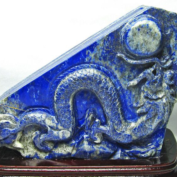 6.4Kg ラピスラズリ 手彫り 龍 置物[T362-410]