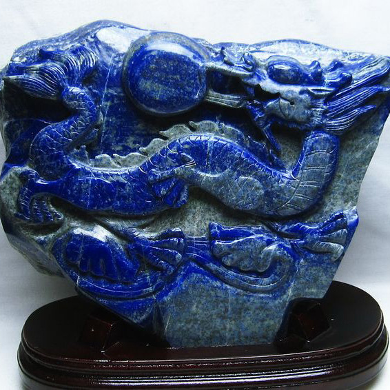 5.9Kg ラピスラズリ 手彫り 龍 置物[T362-467]