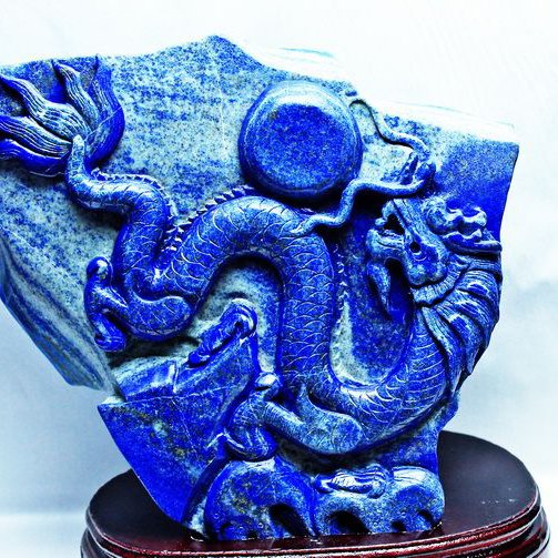 5.7Kg ラピスラズリ 手彫り 龍 置物[T362-493]