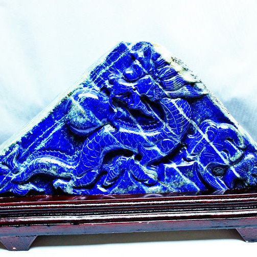 6.4Kg ラピスラズリ 手彫り 龍 置物[T362-494]