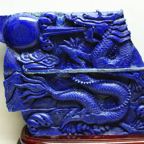 5.6Kg ラピスラズリ 手彫り 龍 置物[T362-563]