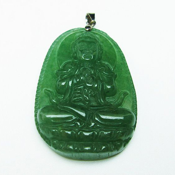 インド翡翠  観音様 ペンダント [T364-836]